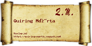 Quiring Márta névjegykártya